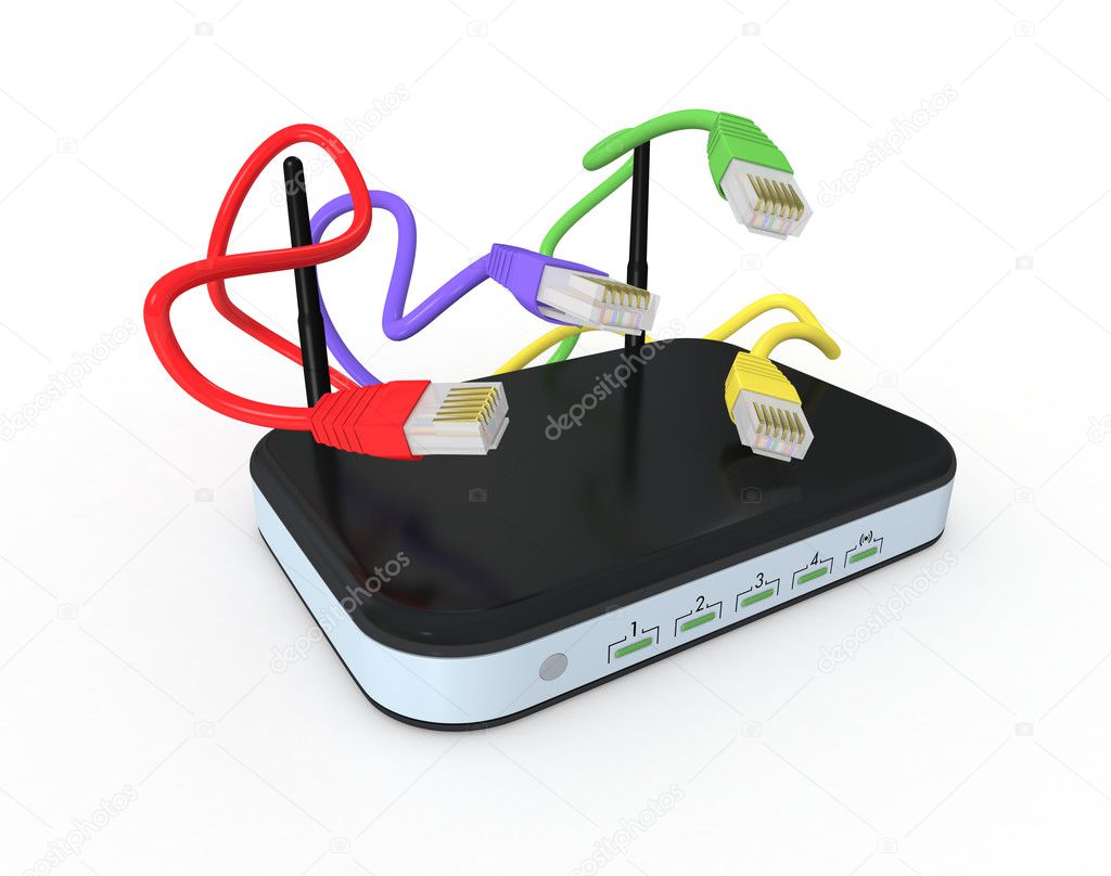 Cavi di rete e router Wi‑Fi in ufficio